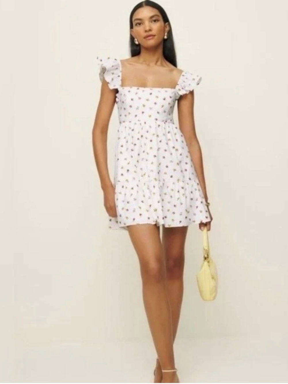 Reformation Jeune Mini Dress Layla NWT Size 0 White Floral Rush Week